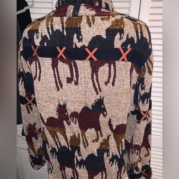 Vintage Sandy Starkman Blazer South Western style horse pattern equestrian L - Picture 5 of 8